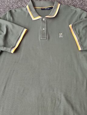 Psycho Bunny Olive Green Polo with Yellow Trim